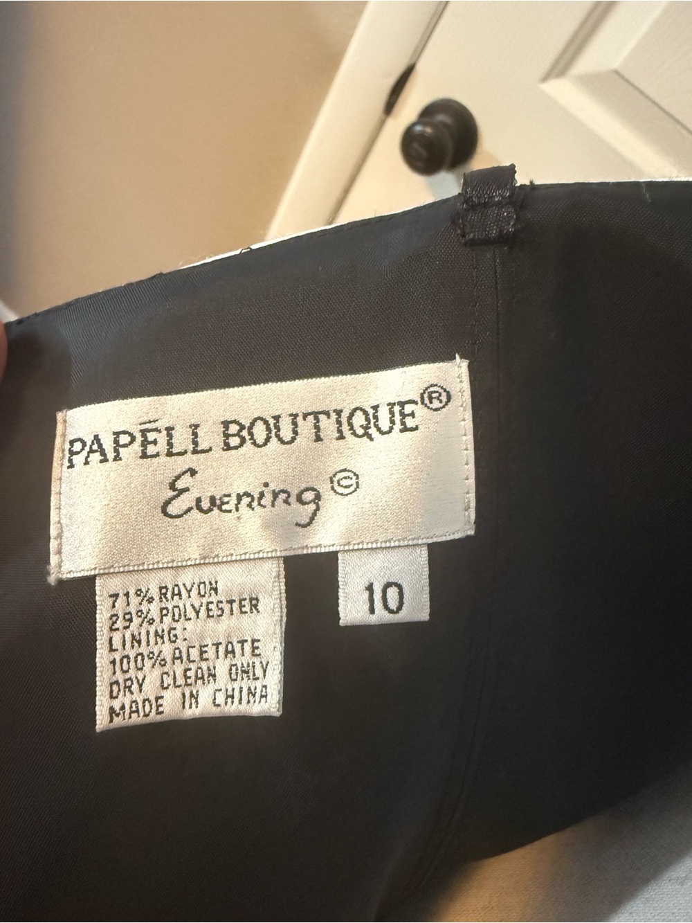 Papell Boutique Strapless Black Gown with White Accent - Picture 8 of 11